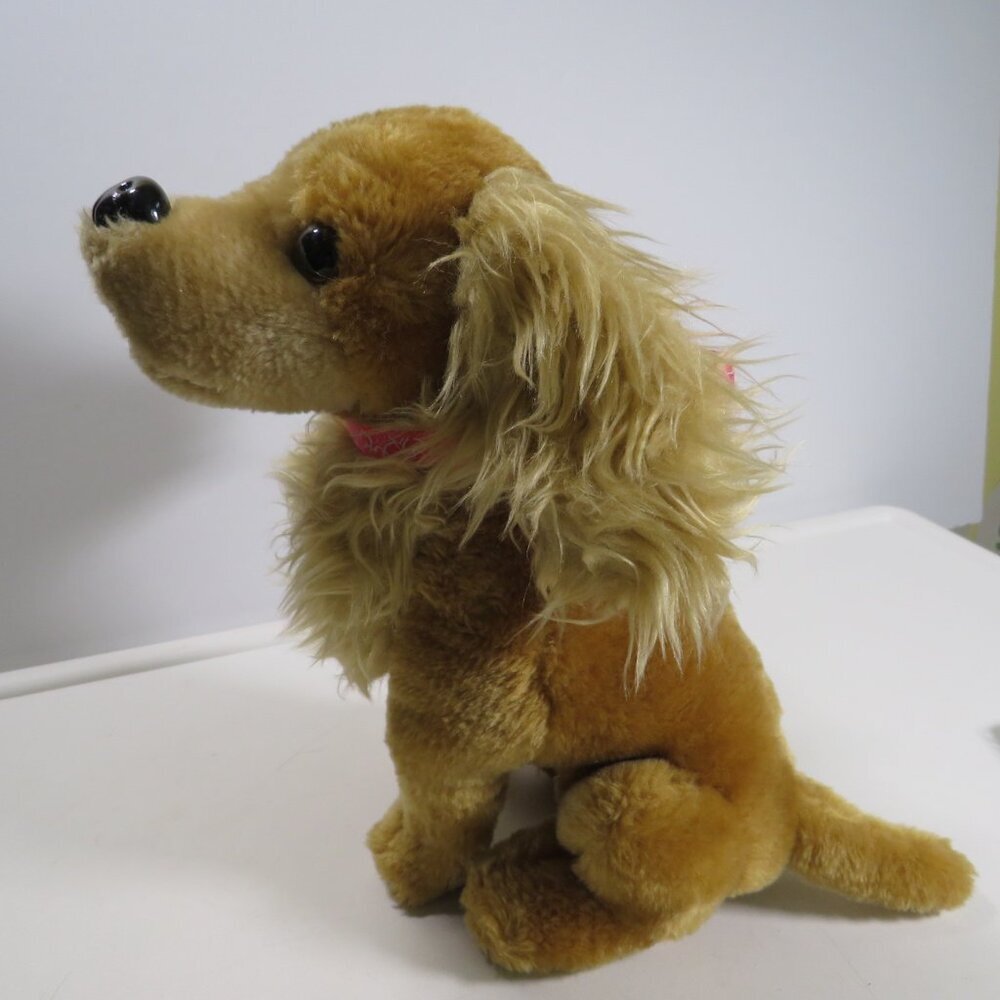 Vintage Golden Cocker Spaniel Dog Puppy posed sitting at attention 10" tall